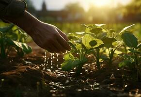Farmer's hands over farm plants realistic image, ultra hd, high design very detailed photo