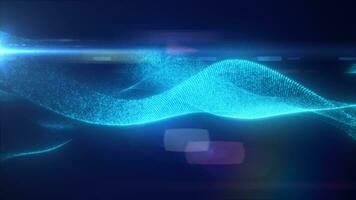 Blue glowing magic waves from energy particles abstract background video