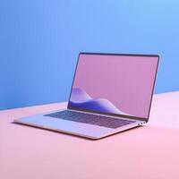 Sleek Laptop Mockup Trendy Background, High Quality and Realistic, Perfect for Marketing photo