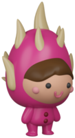 3d ilustração render Rosa personagem Dragão fruta menina em transparente fundo png