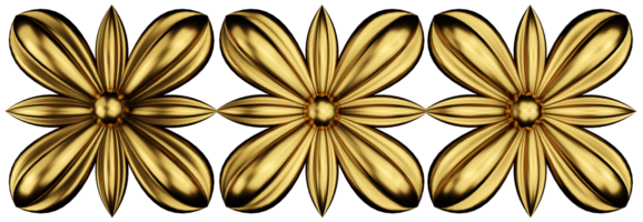 3D illustration render gold design elements on transparent background png