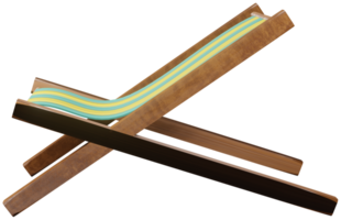3D model of a wooden deck chair toy on a transparent background png