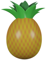 3d illustration framställa gul ananas frukt med grön löv på transparent bakgrund png