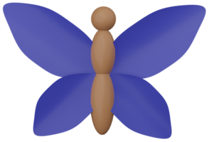 3d illustratie geven bruin vlinder insect met blauw Vleugels Aan transparant achtergrond png