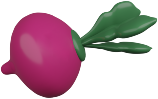 3d illustration framställa vegetabiliska rädisa lila med grön löv på transparent bakgrund png