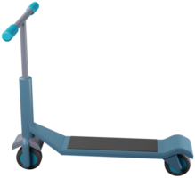 3D illustration render blue scooter children's model on wheels on transparent background png