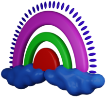 3d ilustração render arco Iris dentro nuvens brinquedo multicolorido em transparente fundo png
