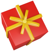 3d modèle de une enveloppé cadeau avec une arc sur transparent Contexte png