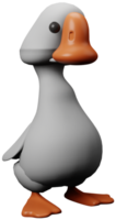 3D illustration render poultry goose gray with orange beak on transparent background png