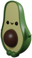 3D illustration render green character fruit avocado boy on transparent background png