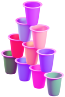 3D model water cups made of plastic on transparent background png