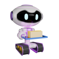 Robot automation delivery package 3d render AI robot illustration png