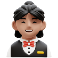 Waitress 3D Profession Avatars Illustrations png