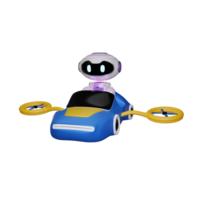Automation car with 3d render AI robot illustration png