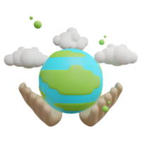 Save the earth 3d green energy icon png