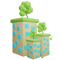 Green city building 3d green energy icon png