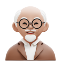 Old Man Teacher 3D Profession Avatars Illustrations png