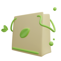 Eco shopping bag 3d green energy icon png