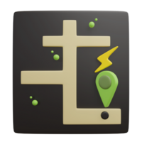 Battery charging station location 3d green energy icon png