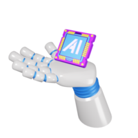 AI computer chip in hand 3d render AI robot illustration png