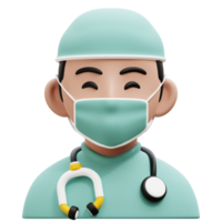 Masculin chirurgien 3d profession avatars des illustrations png