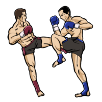 muay thai sparring fighting red and blue boxer png