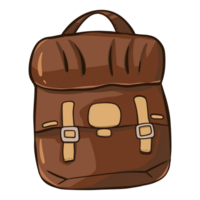 brown leather backpack camping png