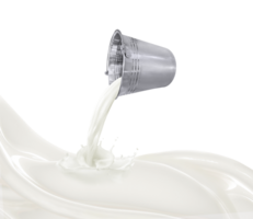 Pour the milk out of a metal can. Milk splashes. PNG transparent