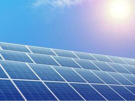 solar photovoltaic panels environment theme concept of green energy photo