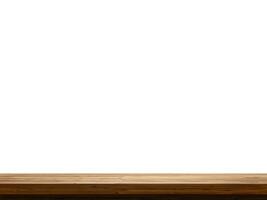 empty wooden table front view isolated on white background photo