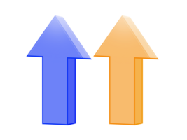 The digital blue arrow pointing up shows the feeling of increase, growth, motivation, hope, and more positive meaning. PNG transparent