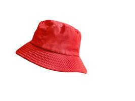 red bucket hat isolated on white background photo