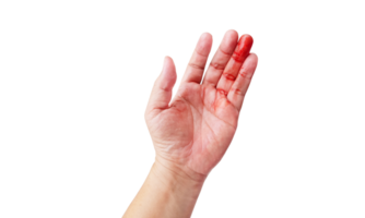 Bloody male hand isolated PNG transparent