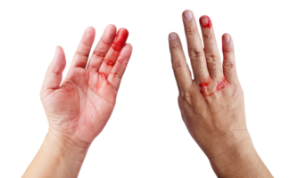 Bloody male hand isolated PNG transparent