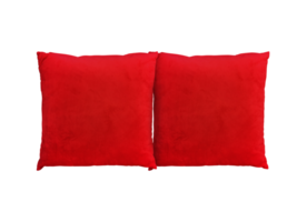 Set of red velvet cushions for living room decoration.  PNG transparent