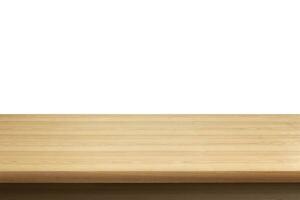 beautiful clean wooden table isolated on white background photo