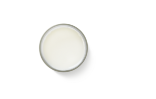 Milk in glass  top view  isolated PNG transparent