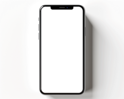 Smartphone mockup with blank screen isolated on white background. AI generated png