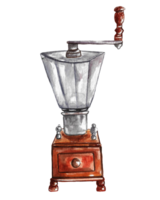 Watercolor coffee making equipment png