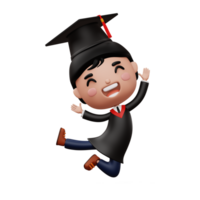 Happy graduation child, kid celebrating graduation, 3d rendering png