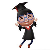 Happy graduation child, kid celebrating graduation, 3d rendering png