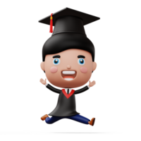 Happy graduation child, kid celebrating graduation, 3d rendering png