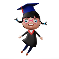 Happy graduation child, kid celebrating graduation, 3d rendering png