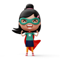 Funny little power superhero child in a hero clothes, hero kid concept, 3d rendering png