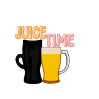 Juice time text with two juice glasses  illustration, two juice glasses isolated, two juice glasses icon, daily digital planner sticker element clipart on transparent background png