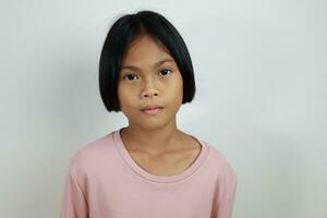 Portrait of child on the grey background photo