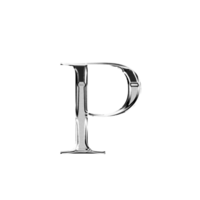 P silver metallic luxury chrome alphabet font png