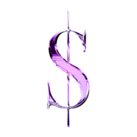 Dollar sign purple metallic luxury chrome alphabet font png