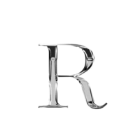 r argent métallique luxe chrome alphabet Police de caractère png