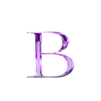 B purple metallic luxury chrome alphabet font png